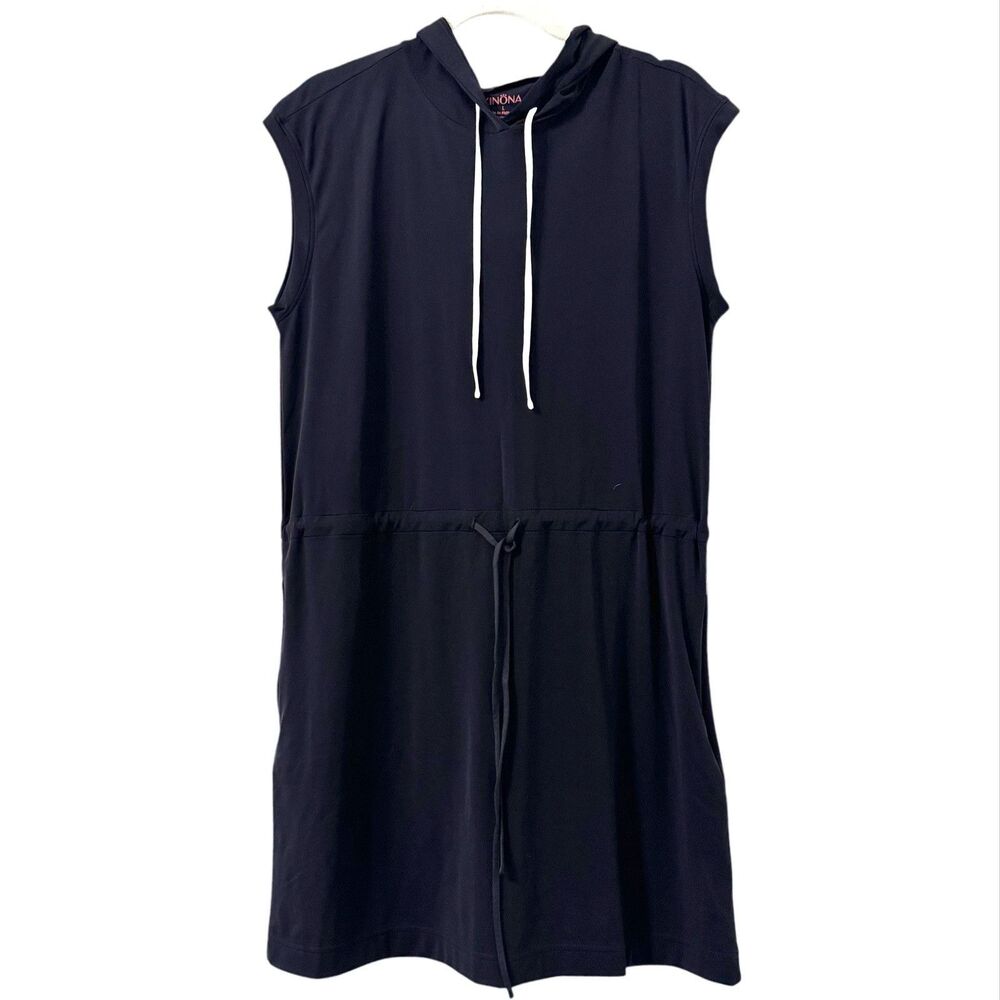 Kinona Womens Tie Waist Hooded Golf Dress Large Travel Minimalist Performance